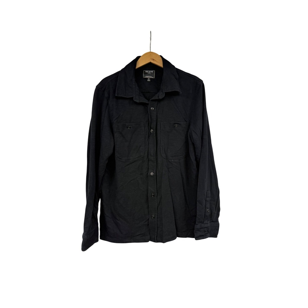 Todd Snyder Mens Black Slub Cotton Knit Button Down Shirt Size M Portugal Made
